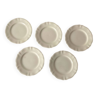 Set of 5 flat plates Sarreguemines – White earthenware – Bor