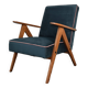 Chaise compas restaurée, tissu jaune canari, fil rose, teck, 1960