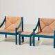 Vico Magistretti Pair of Carimate Lounge Chairs + Stool for Cassina Italy 1960s