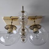 Applique murale tchèque en laiton et verre du milieu du siècle, par Kamenický Šenov, années 1970