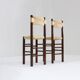 Vintage woven rush and wood bar stools , set of 2