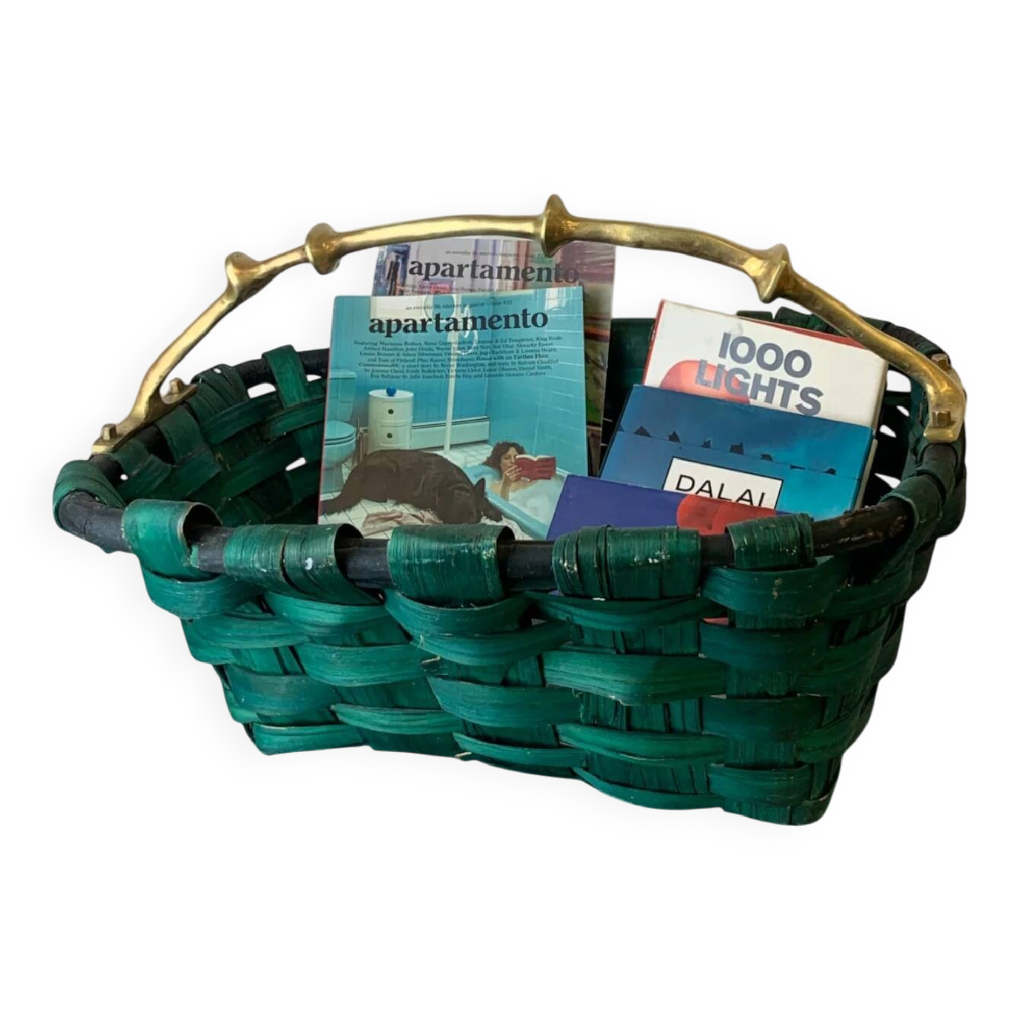 Brutalist basket by David Marshall, wood & bronze, Spain, 1970s