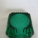 Emerald green glass ashtray, Arques crystal glassware.