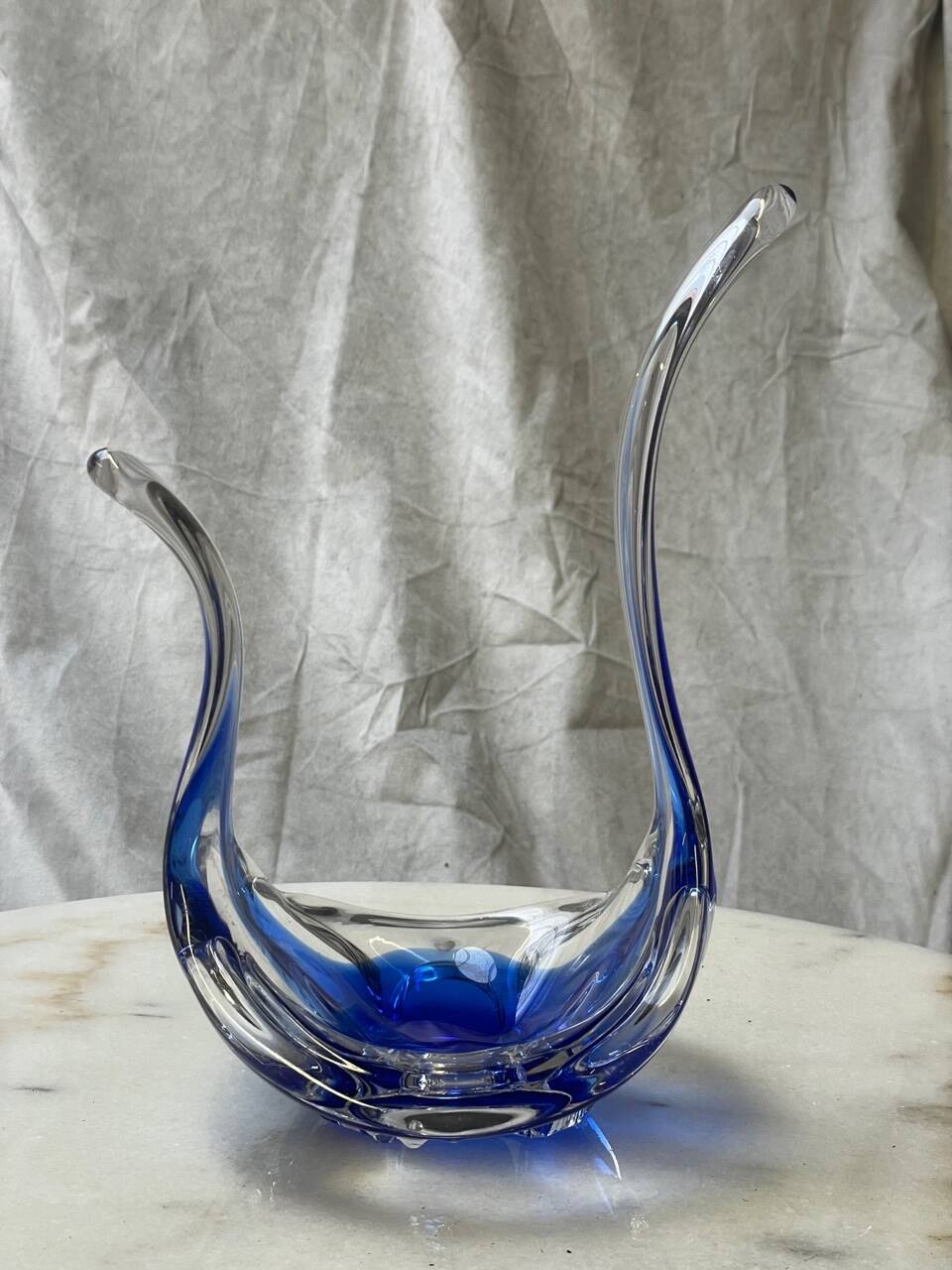 Objet déco style Italien années 60's en verre bleu et transparent