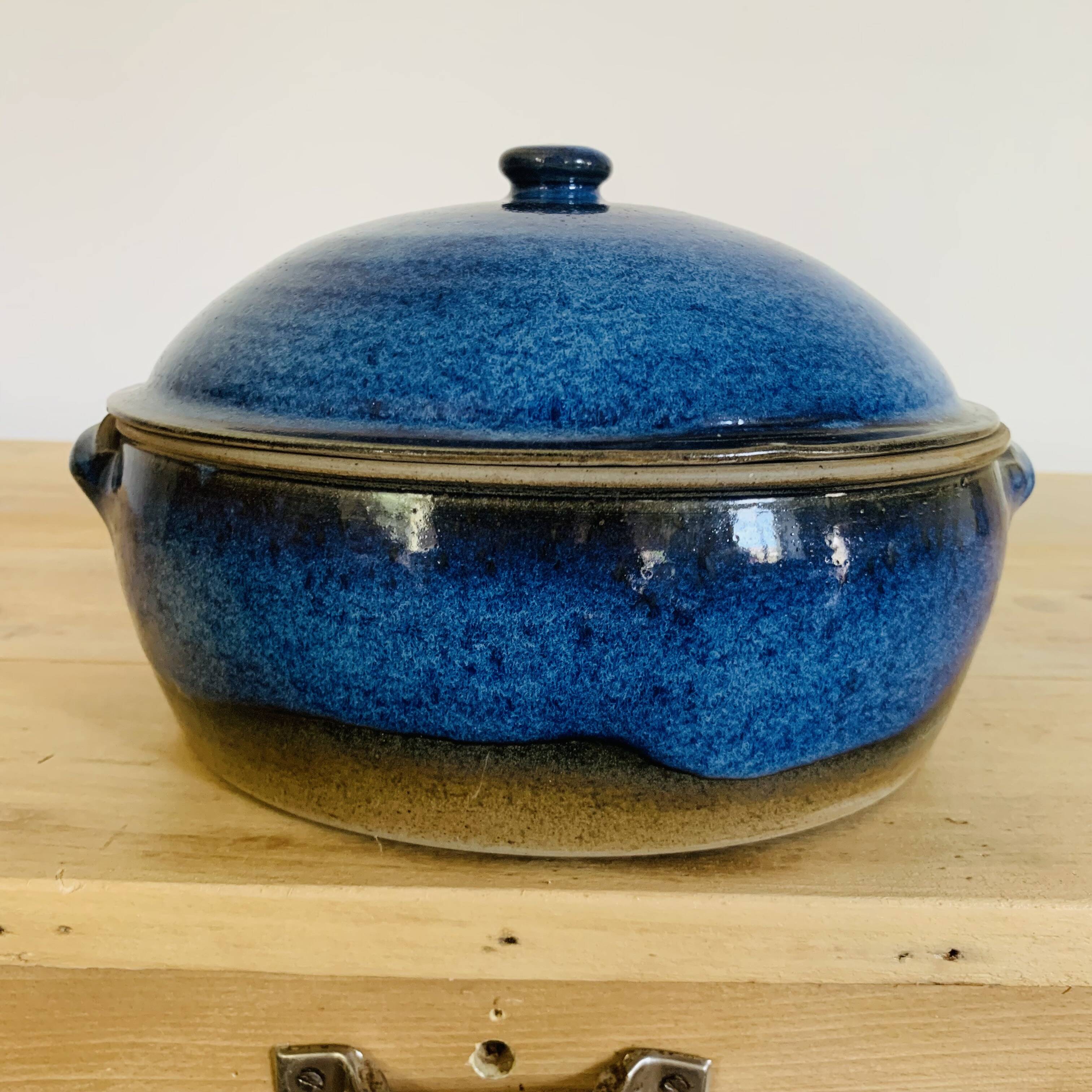 Blue glazed stoneware tureen