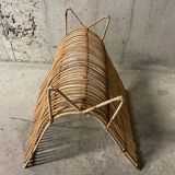 Rattan magazine rack from the 60s