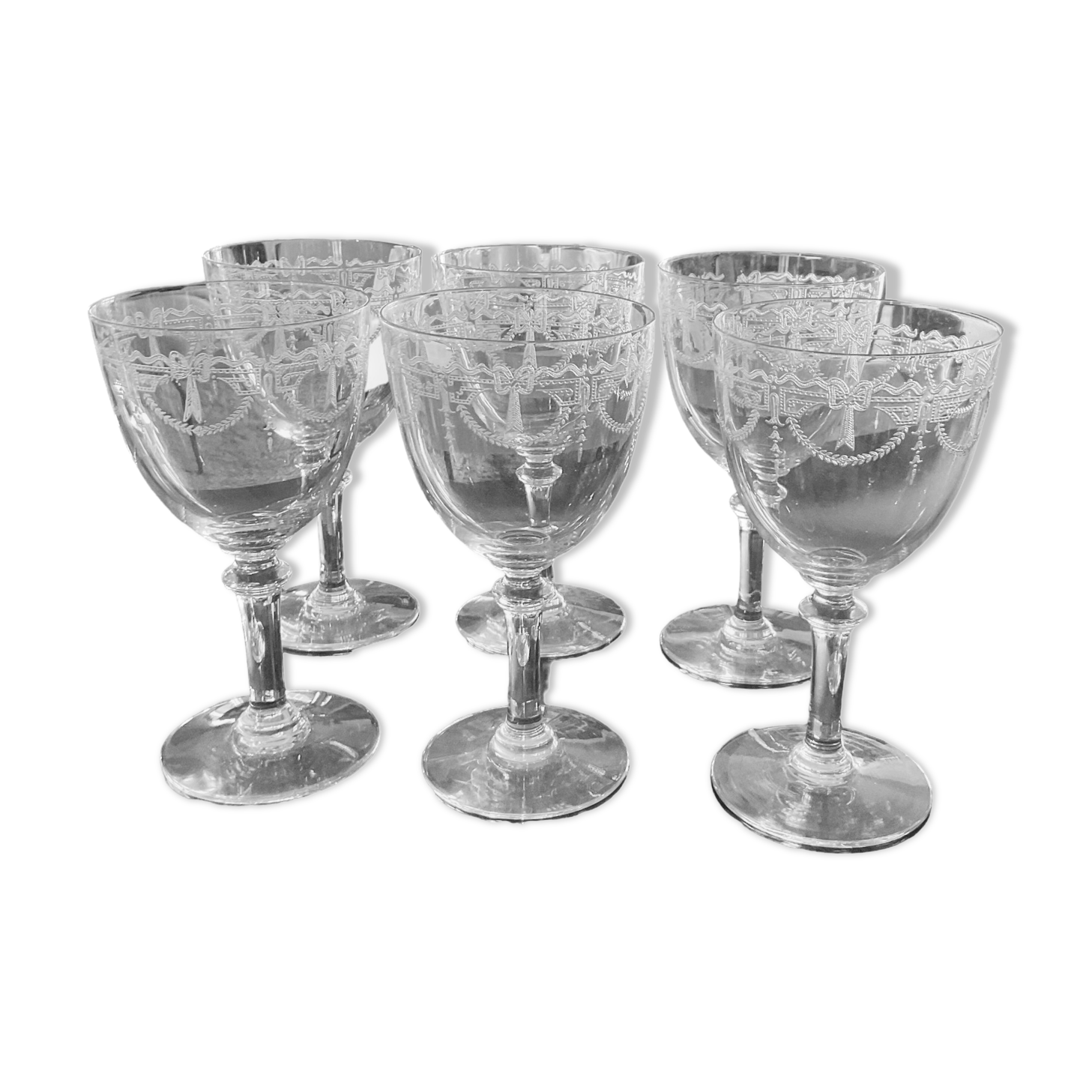 6 verres à eau . cristal saint louis . model millet art deco
