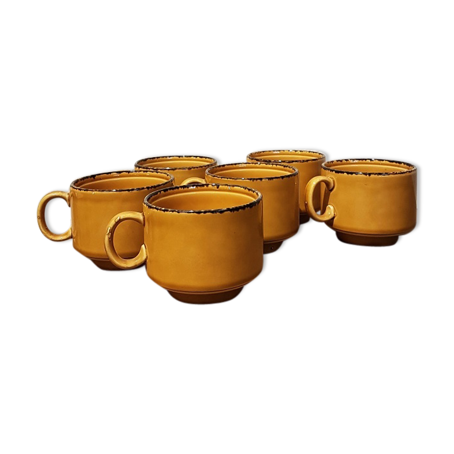 Lot de 12 Tasses et Sous-Tasses Vintage Pagnossin earthenware pour