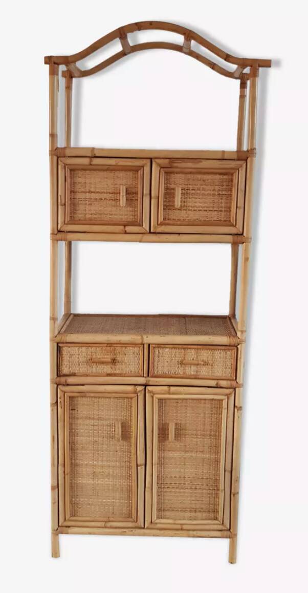 Rattan stand shelf and canning 50s