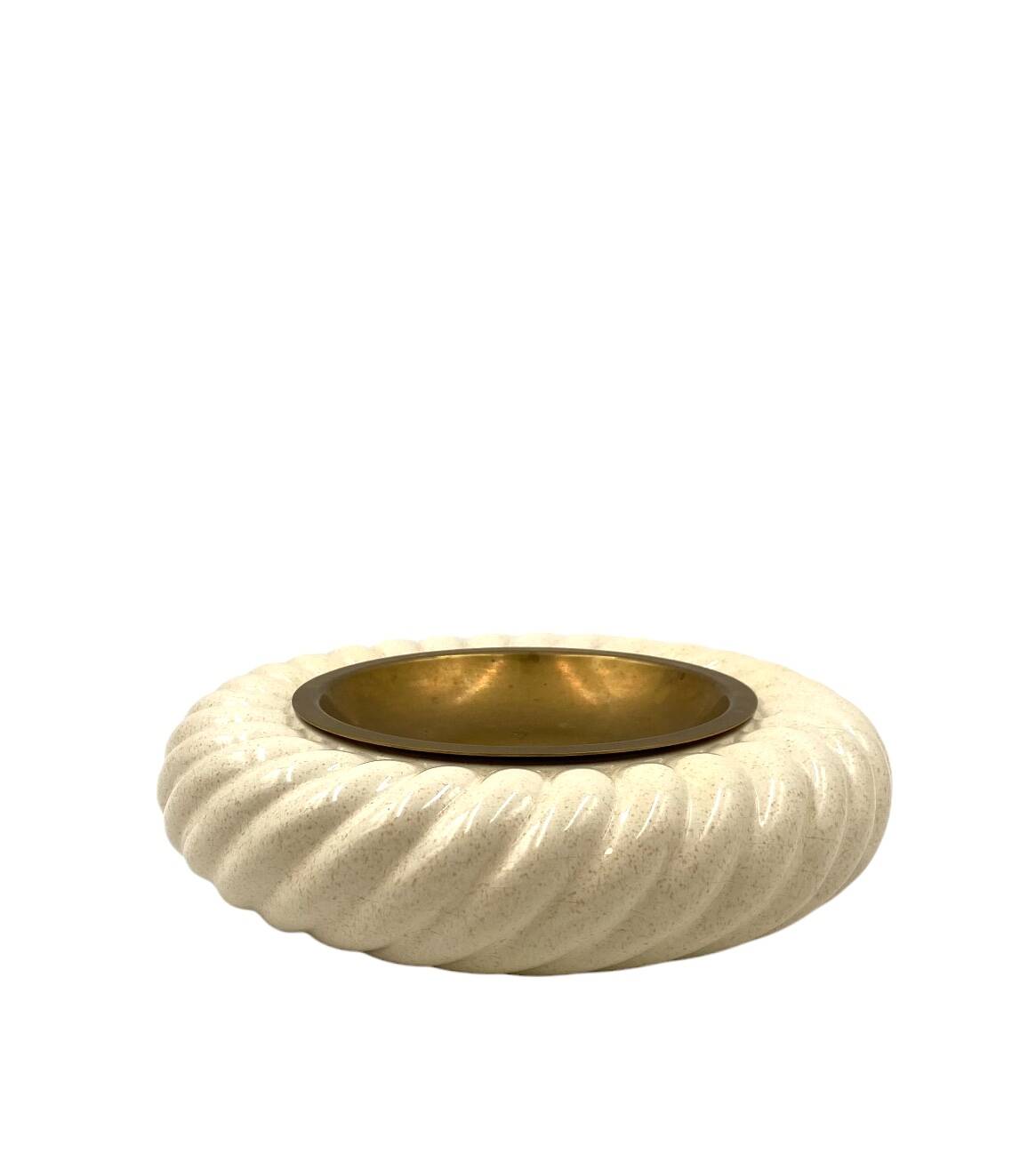 Tommaso Barbi, cream ceramic ashtray / vide poche, B Ceramiche, ca. 1970