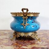Planter in glazed porcelain and gilded bronze late nineteenth