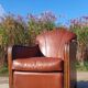 Vintage leatherette brown Art deco style chair 1950s