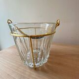 Vintage glass and gold metal ice bucket