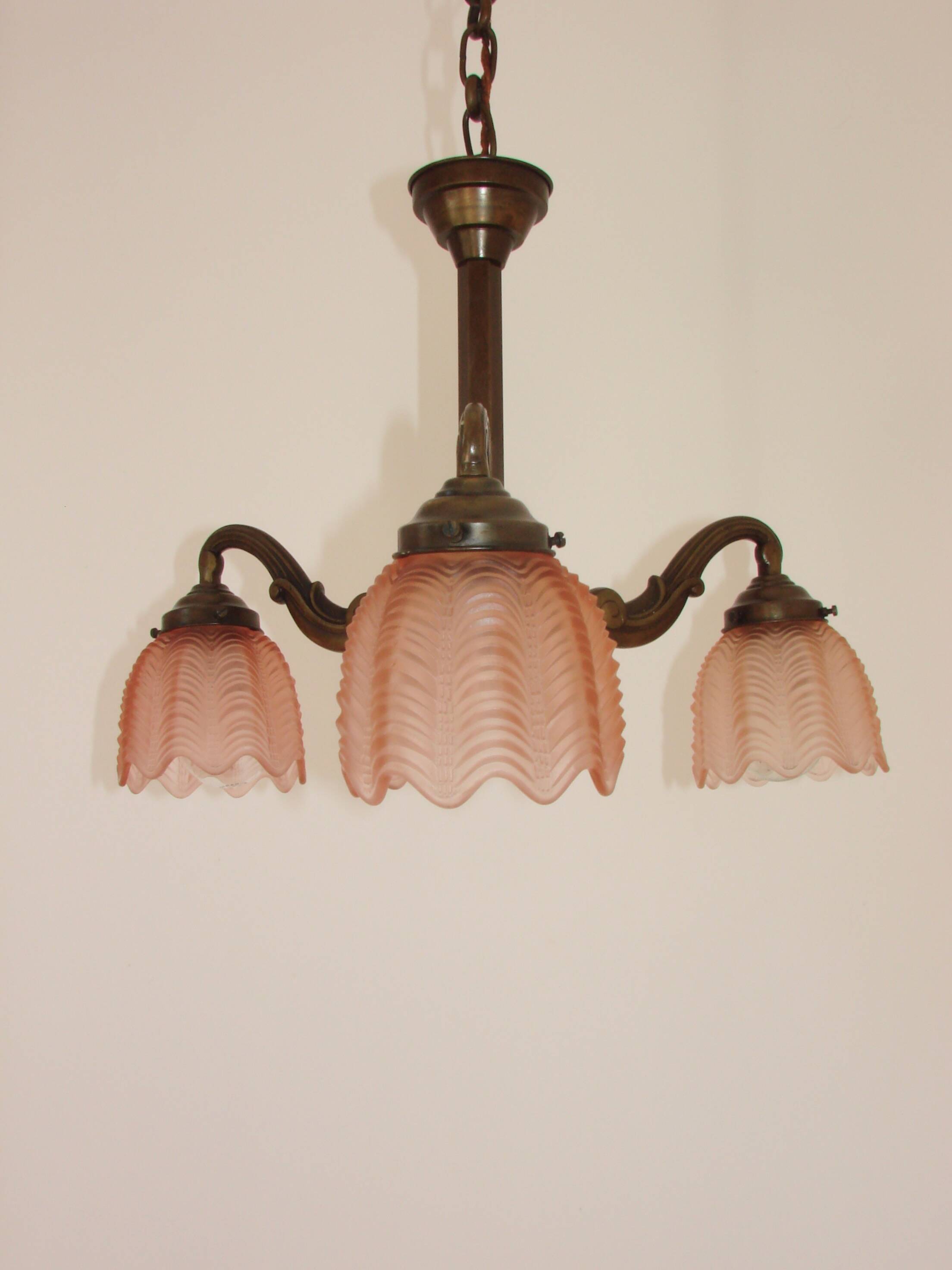 Art Deco bronze chandelier, 1920s.