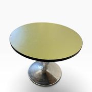 Vintage mint green round coffee table/side table with chrome legs.