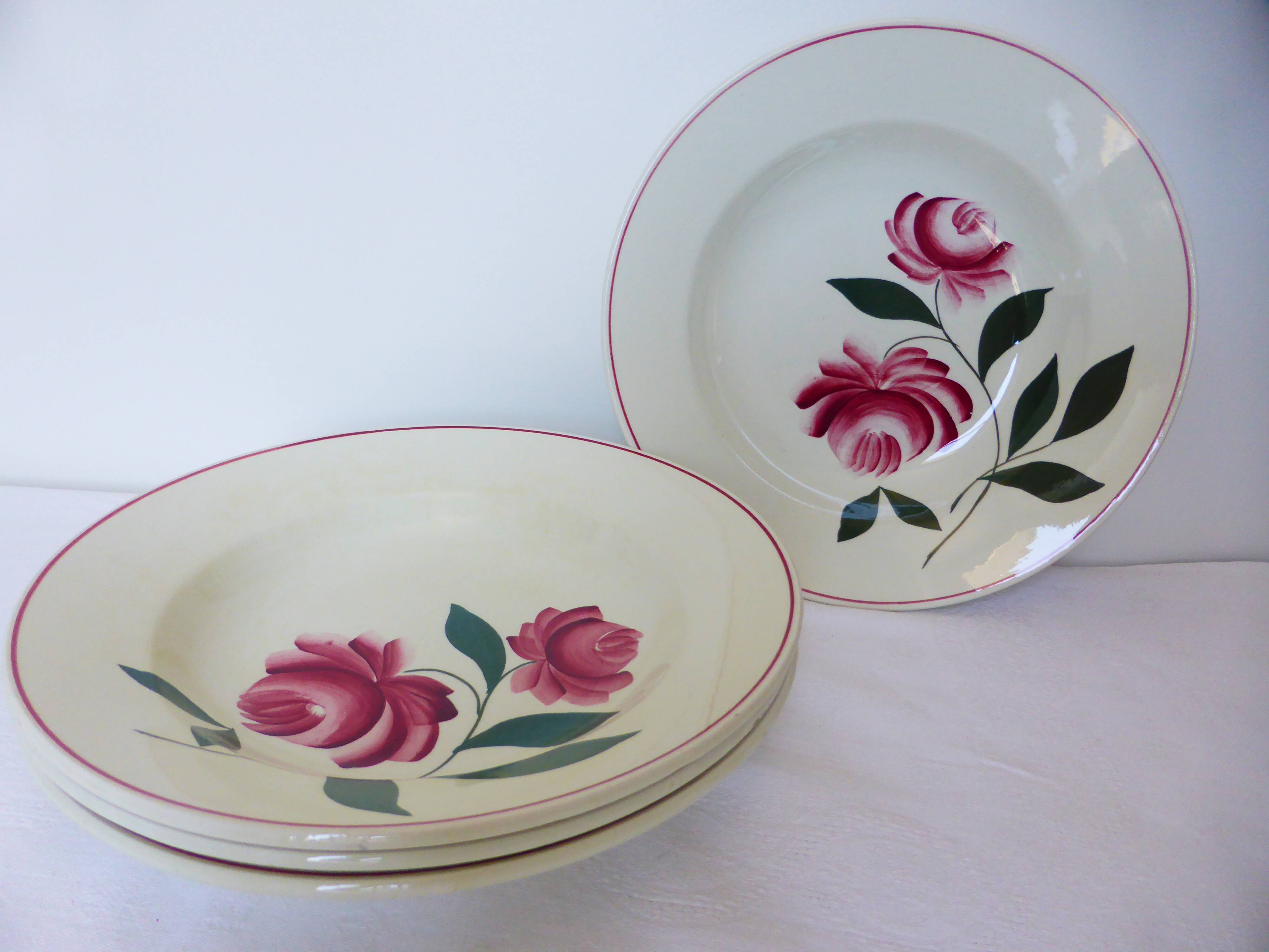 Set of 4 soup plates from Printemps Paris, Essonnes model 210619