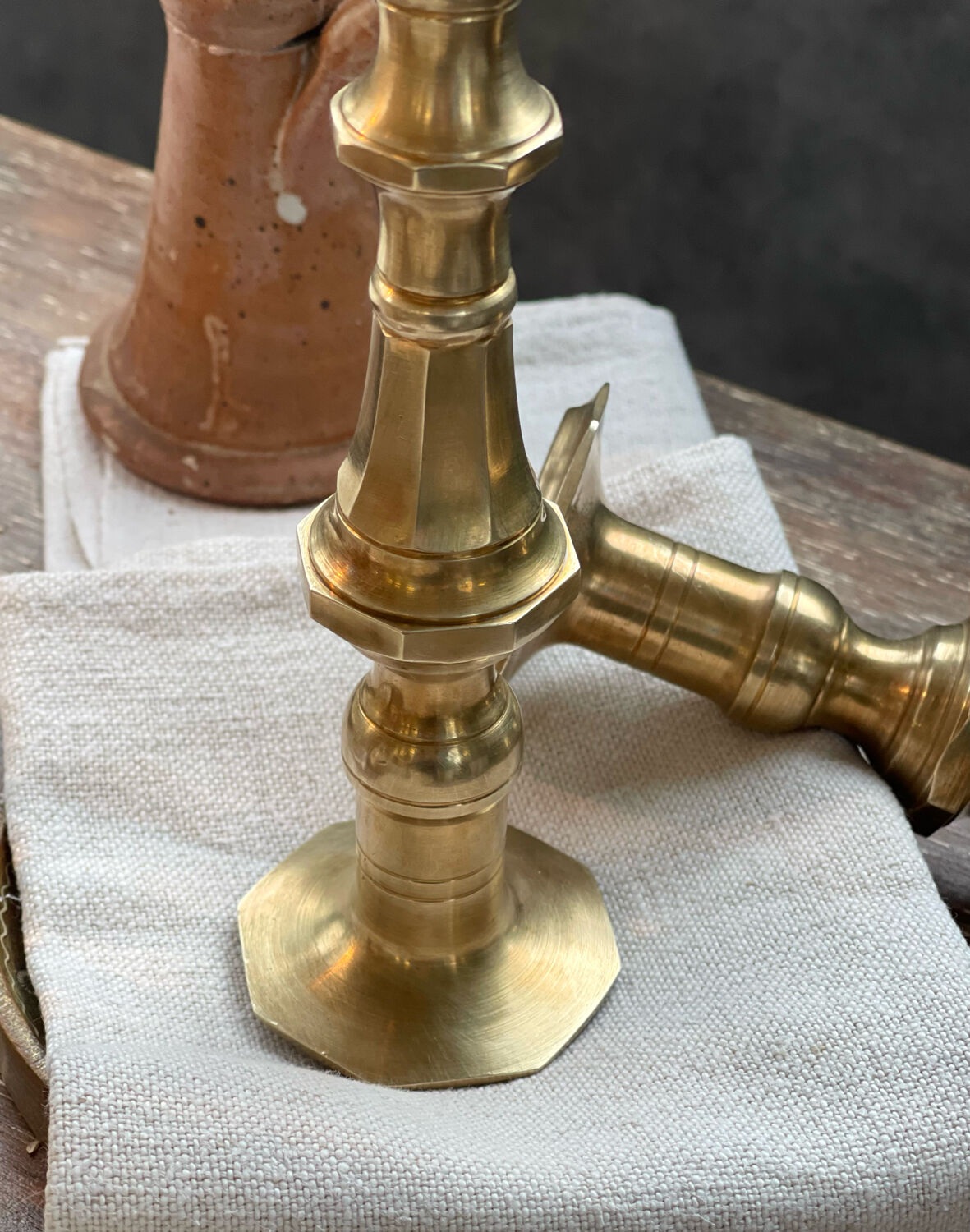 Pair of brass candle holders