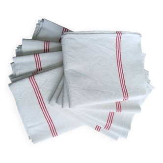 Set of 8 old tea towels, new condition