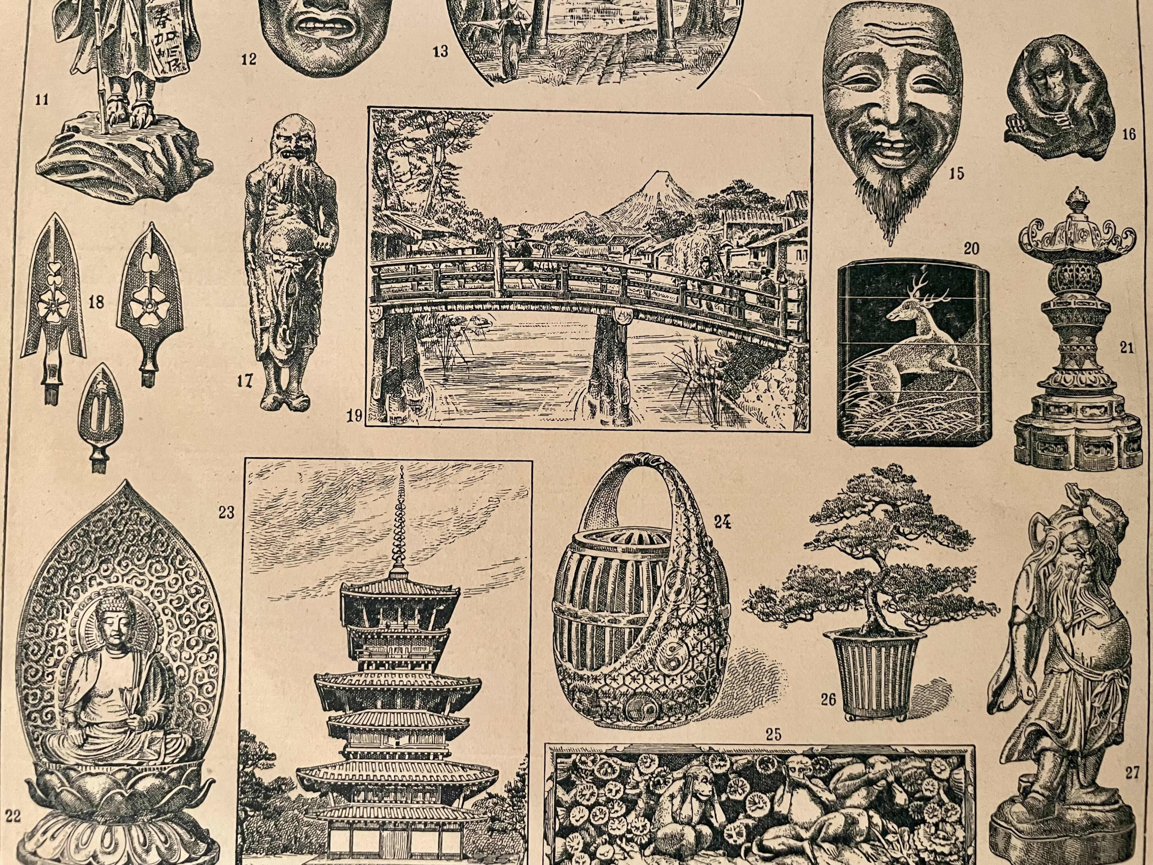 Lithograph engraving on the arts of Japan from 1922