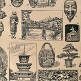 Lithograph engraving on the arts of Japan from 1922