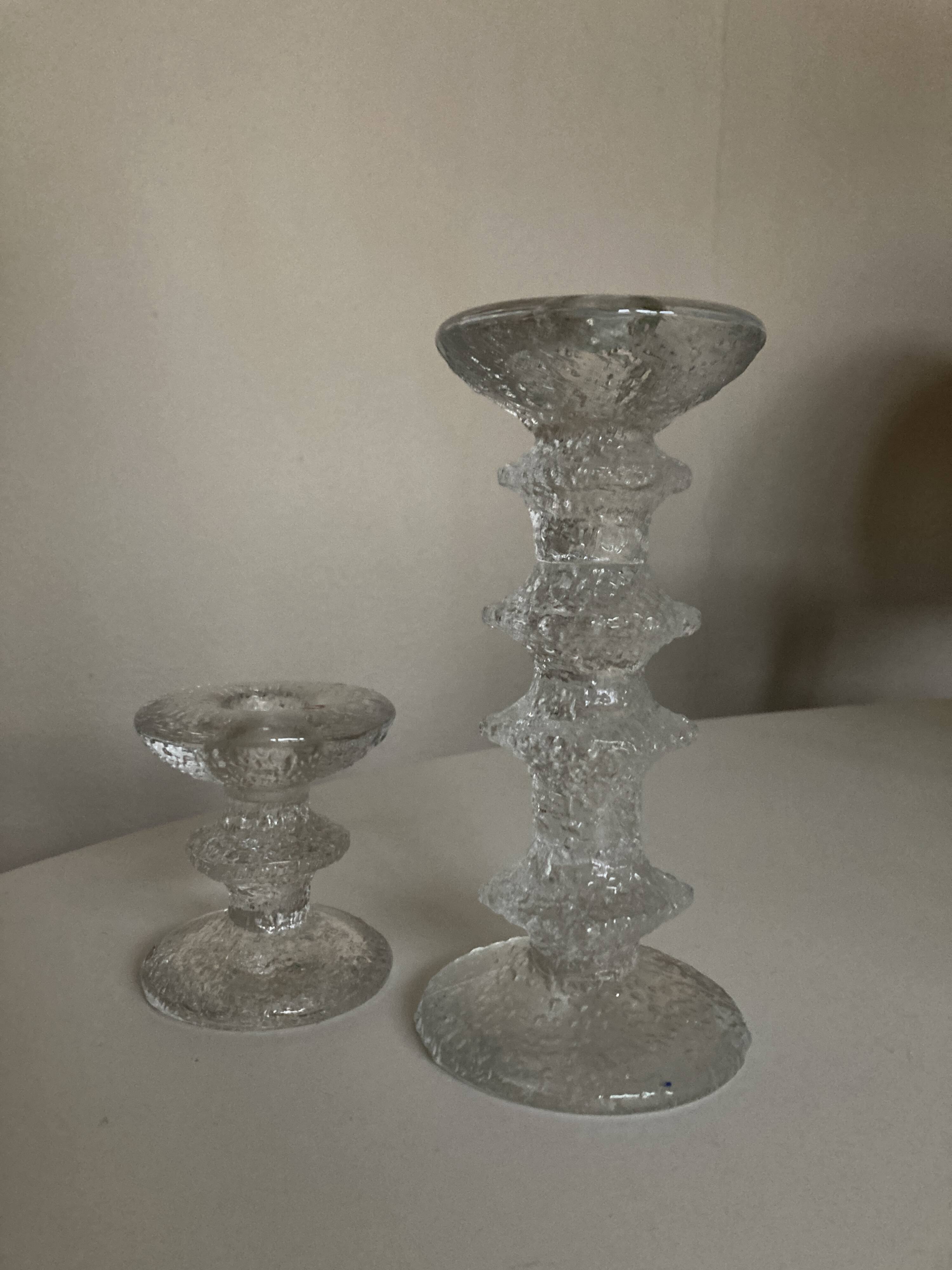 Pair of Festivo Timo Sarpaneva candlesticks 1972 for IIttala Finland