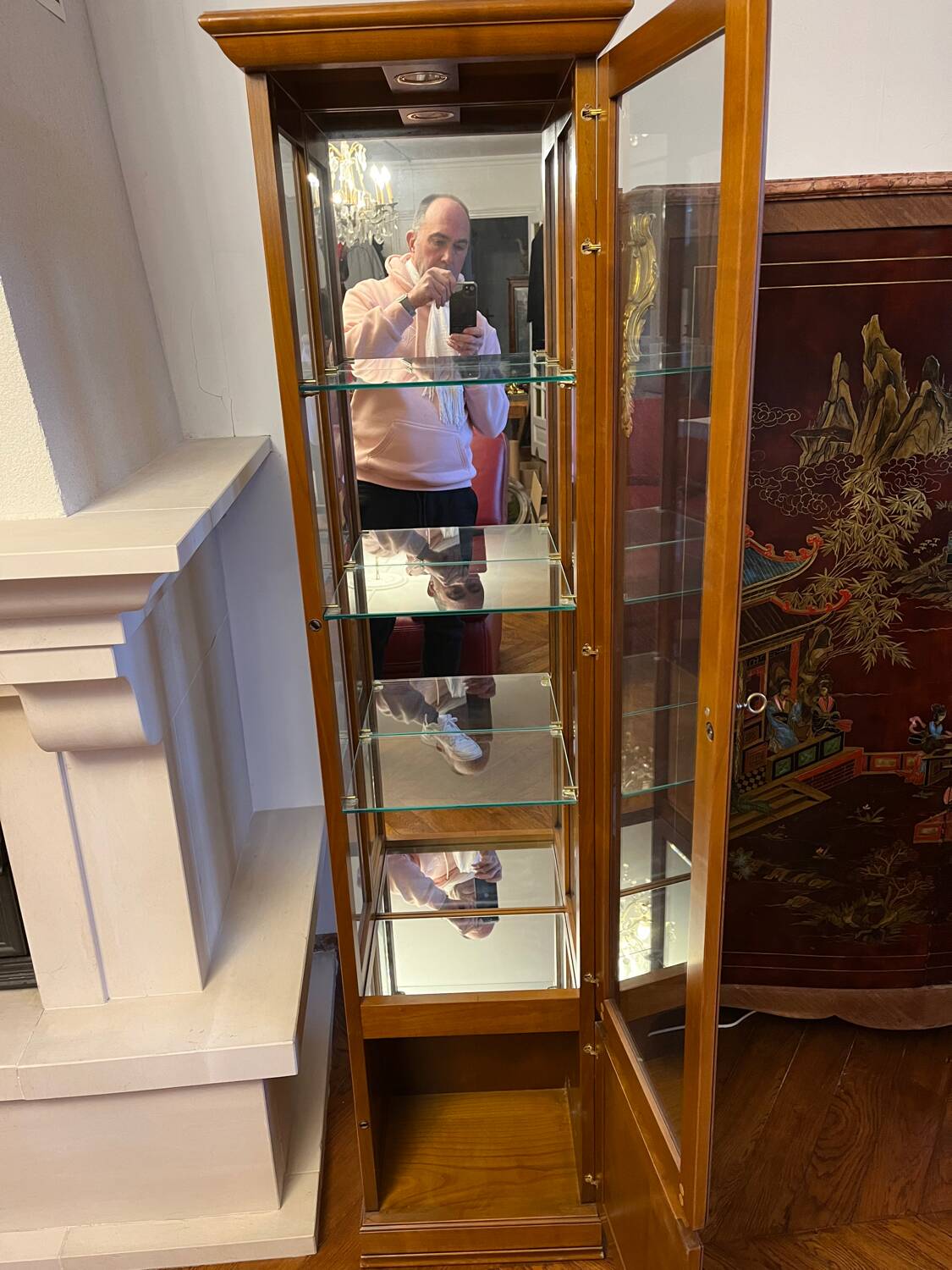 Cherry wood display cabinet