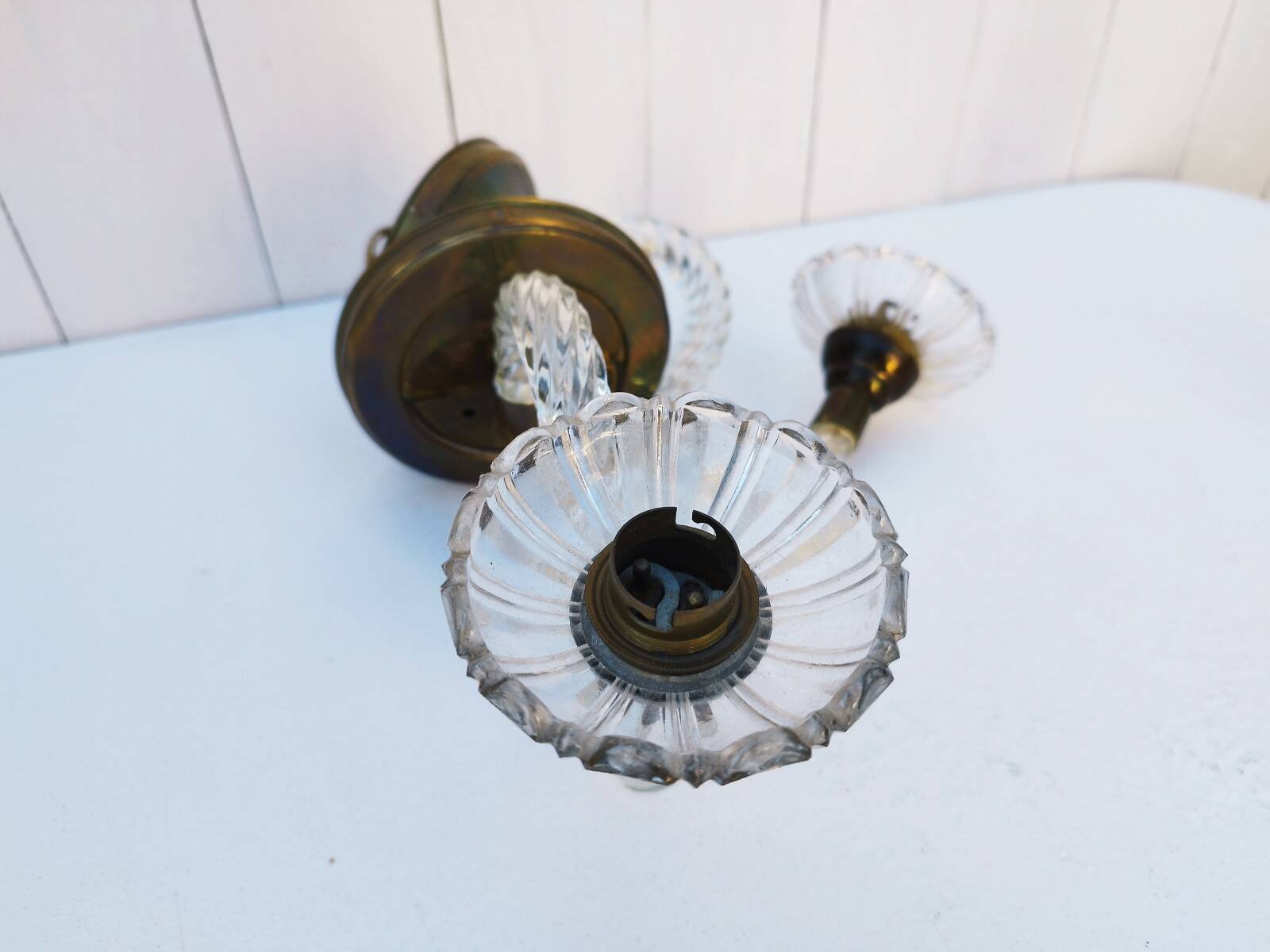 Pair of Murano twisted glass wall lights