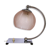 Art deco chrome and pink glass table light
