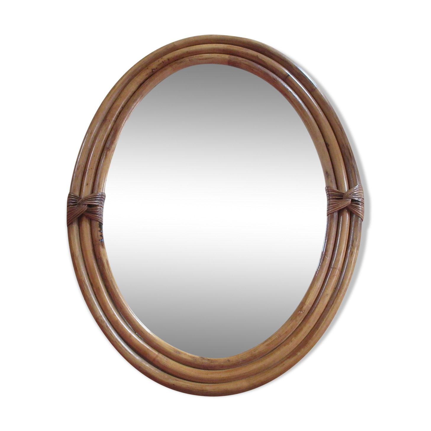 Miroir ovale en rotin - 48x37cm