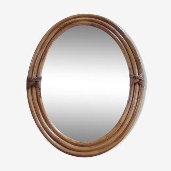 Miroir ovale en rotin - 48x37cm