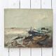 Oil on canvas boats in storm