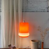 Orange & white opaline glass pendant lamp