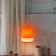 Suspension en verre opalin orange & blanc