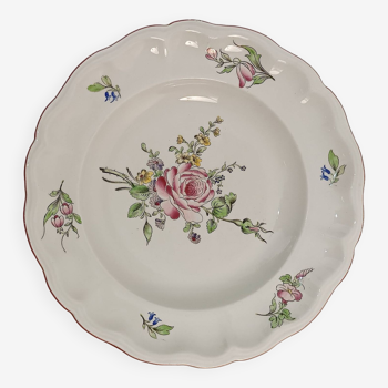 Lunéville opaque semi-deep plate - Rose and flower pattern