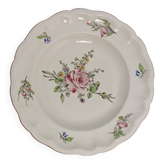 Assiette semi-creuse opaque Lunéville - Motif rose et fleurs