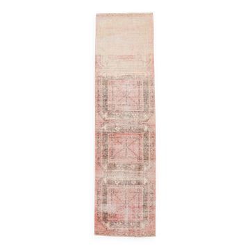 3x10 Turkish Pale Red & Pink Vintage Runner Rug, 83x313Cm