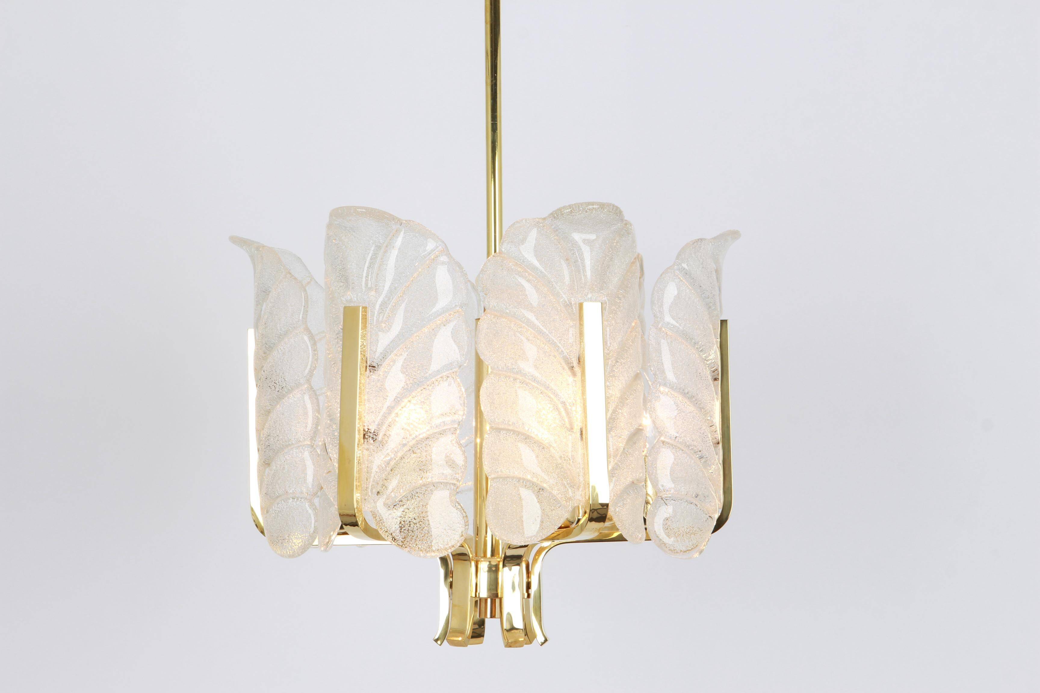 Chandelier by Carl Fagerlund Glass leaves Murano, 1960s