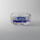 Cendrier en verre de Murano vintage : verre clair avec une bulle bleu cobalt, design italien des années 50.