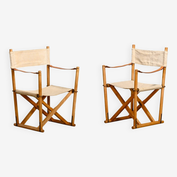 Chaise pliante pour enfants en bois de hêtre / toile pour Rud Rasmussen Mogens Koch MK16