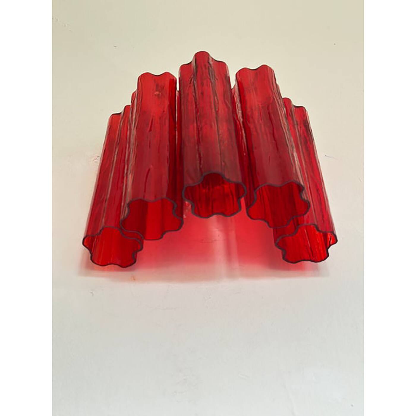 Set of Two Contemporary Red "Tronchi" Glass Wall Sconces in Ve