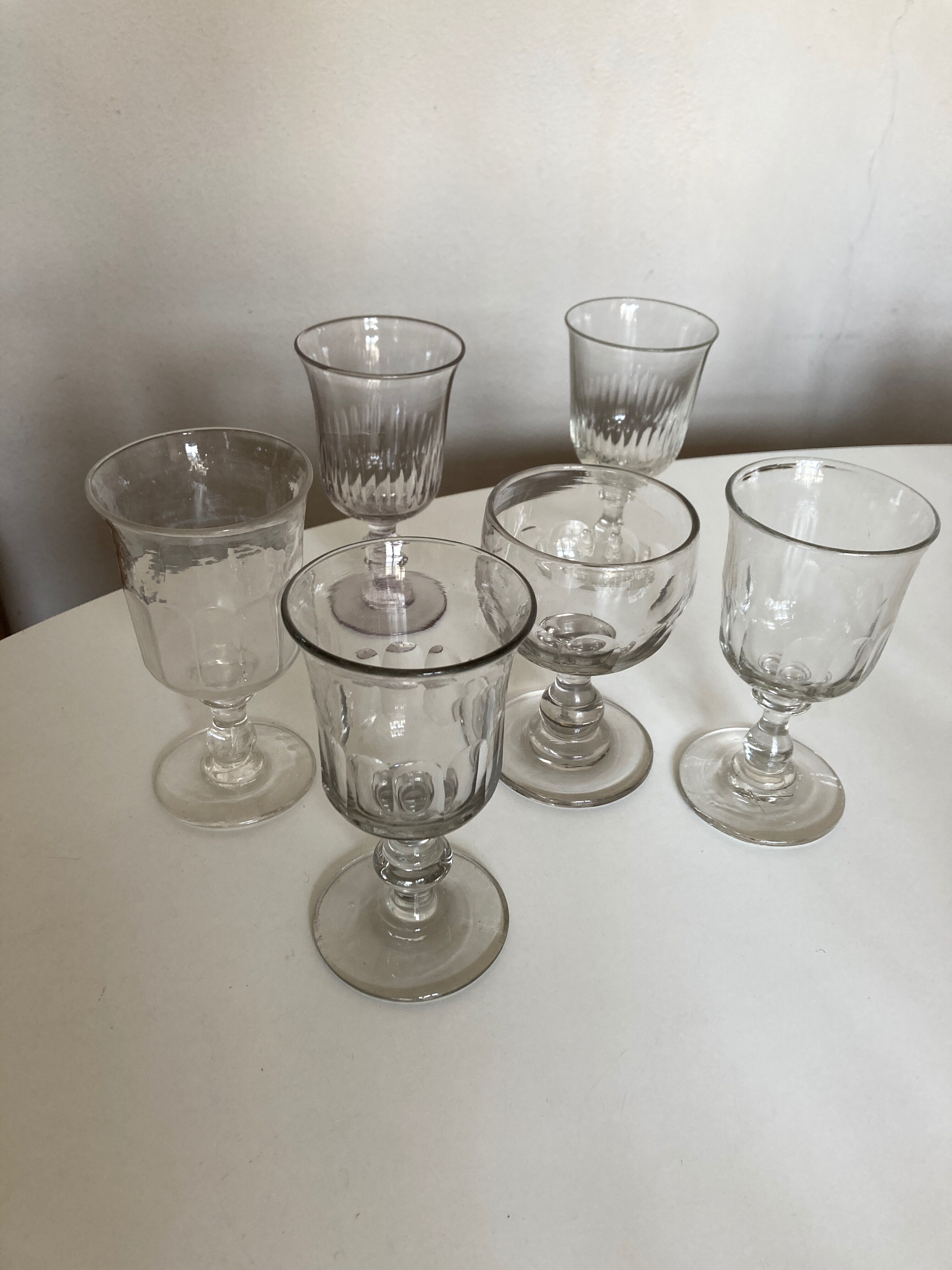 Set of 6 Louis Philippe glasses with matching flat ribs