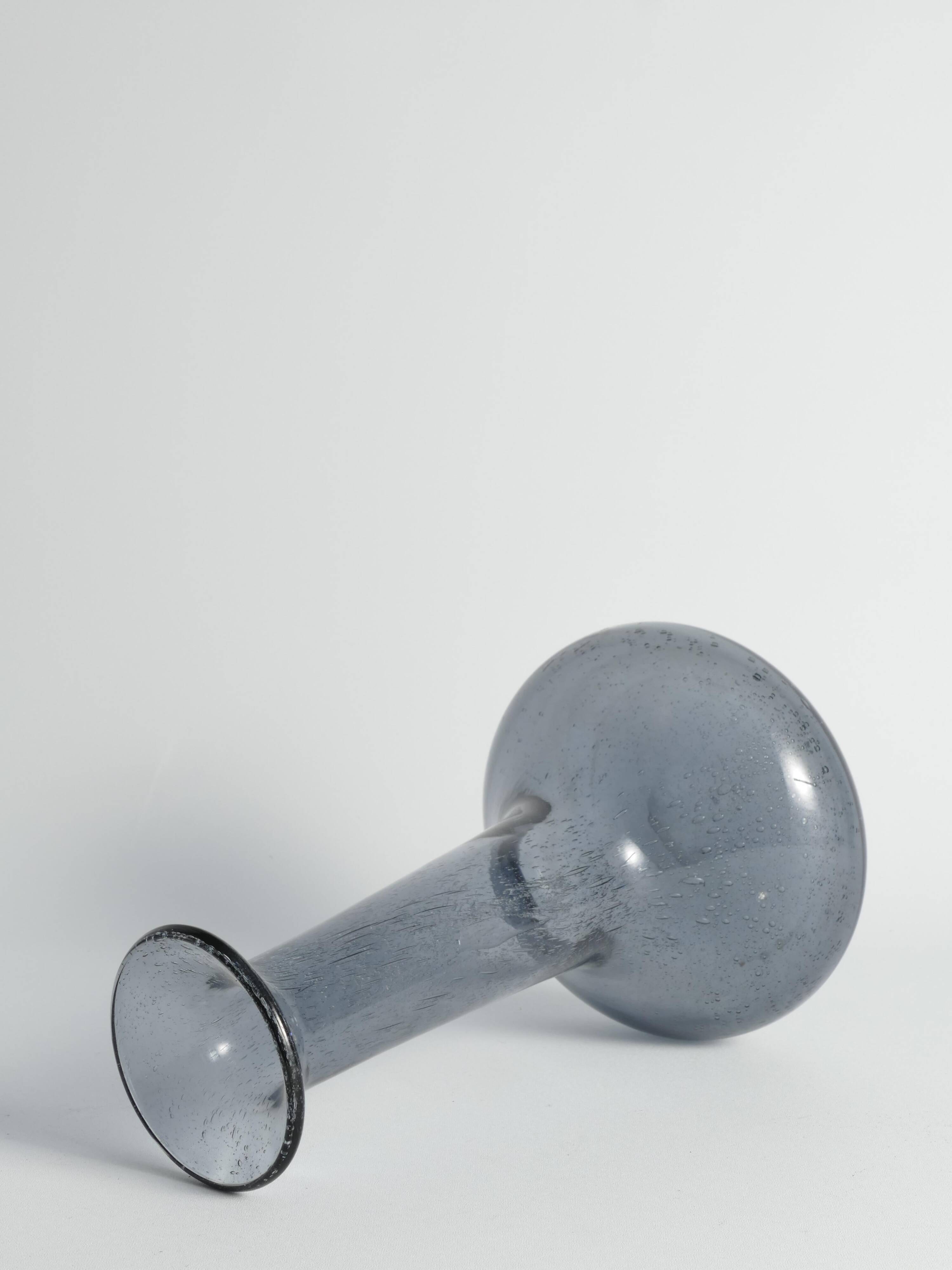 Scandinavian Modern Blue Glass Vase by Erik Höglund for Boda, Sweden 1960's