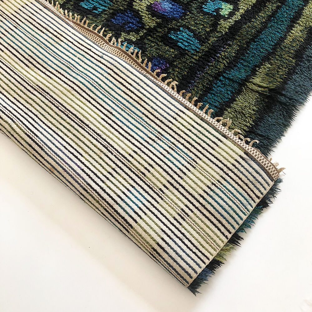 Original Abstract Scandinavian High Pile Abstract Rya Rug Carpet, Sweden, 1960s 115x195cm