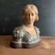 Buste de femme Art nouveau en plâtre polychrome, vers 1900