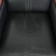Electrically adjustable Art Deco design recliner with black cowhide leather