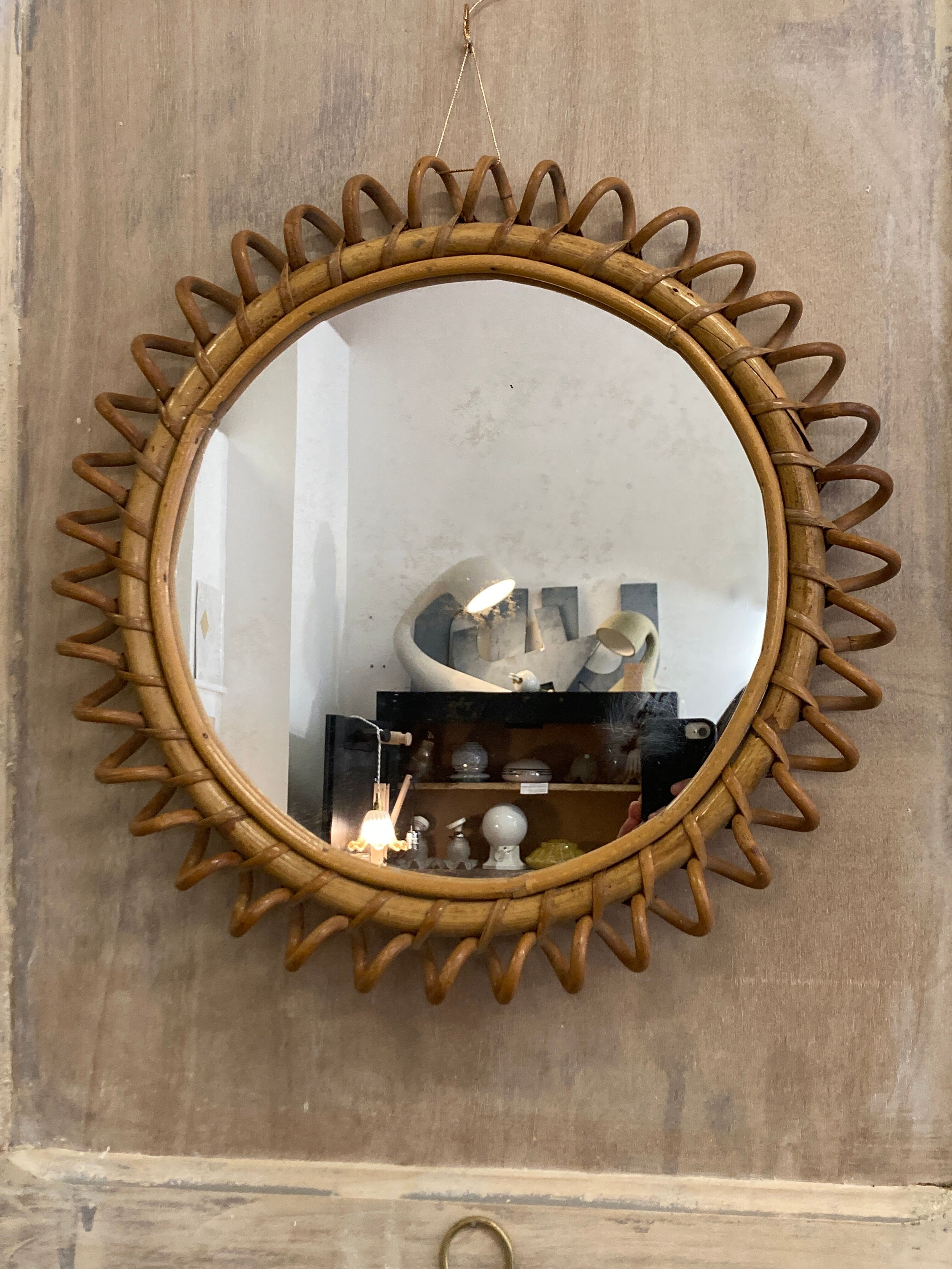 Rattan mirror 40cm