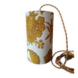 Suspension, nomadic fabric lampshade in vintage yellow floral.