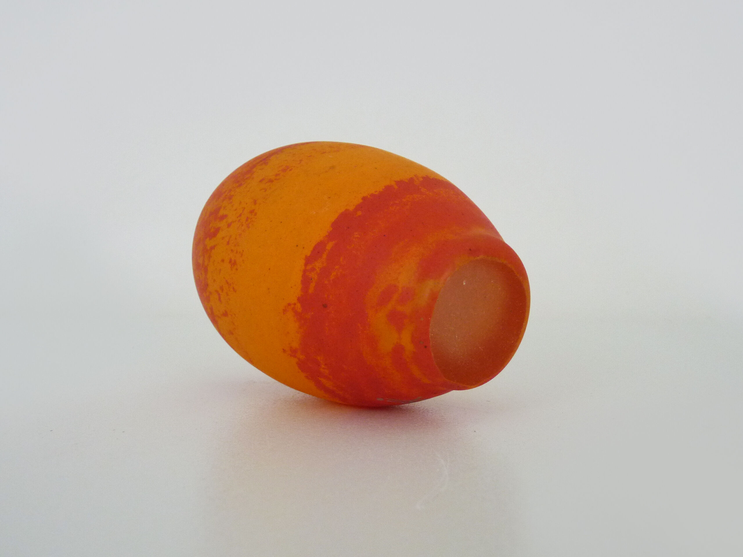 Ovoid Art Nouveau vase with annular neck VAL orange glass paste, Daum Nancy