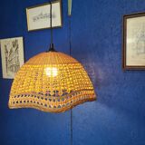 Abat jour pendant lamp in vintage wicker