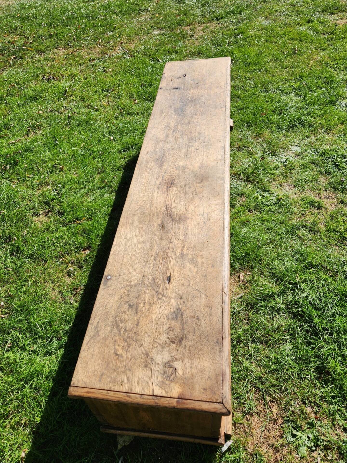 Bench / antique chest in solid oak - 196cm